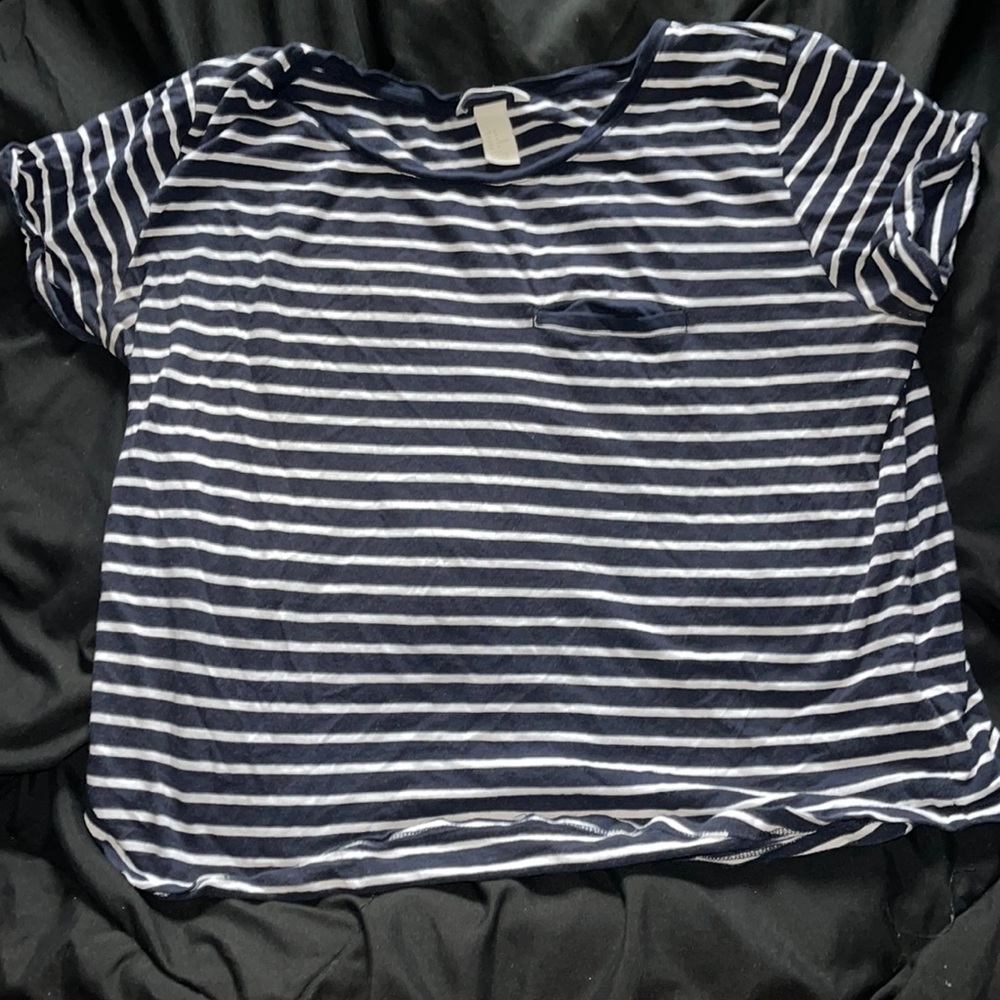 Blue and White Short Sleeve Shirt